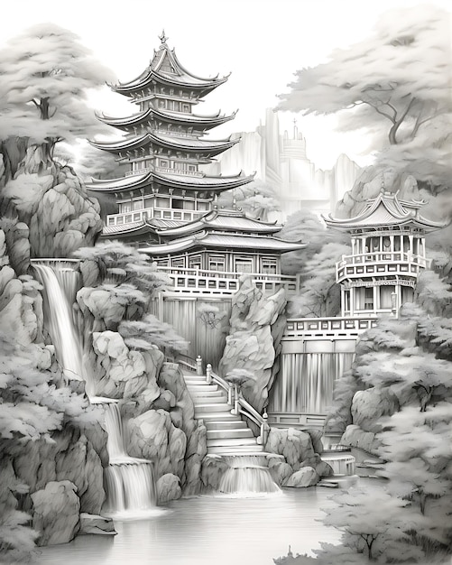 Japanese Temple Detailed Drawings