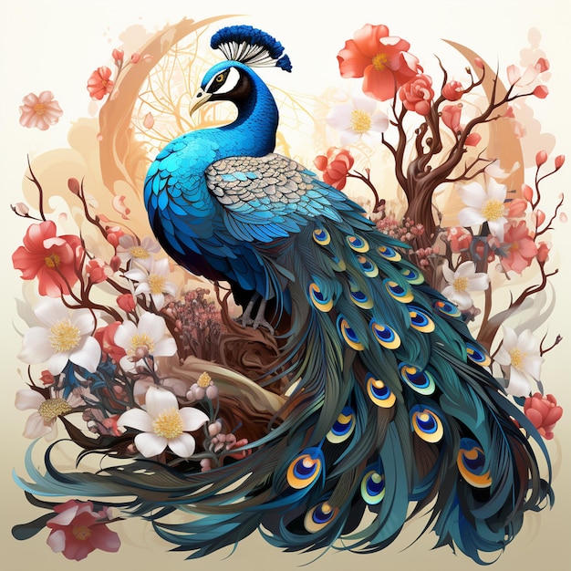 Japanese themed peacock