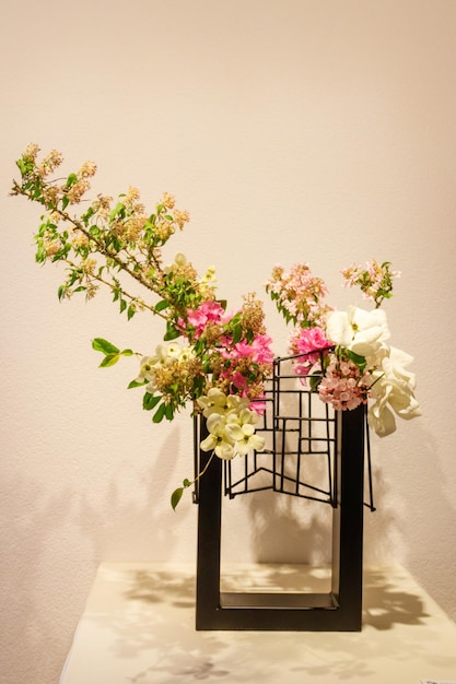 Japanese traditional ikebana flower decoration Japanese art of flower arrangement