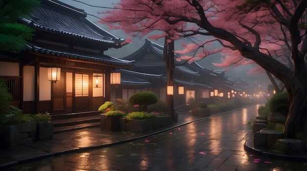 Japanese Village at Dusk