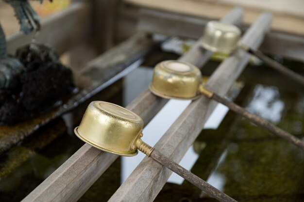 Japanese water ladle in temple