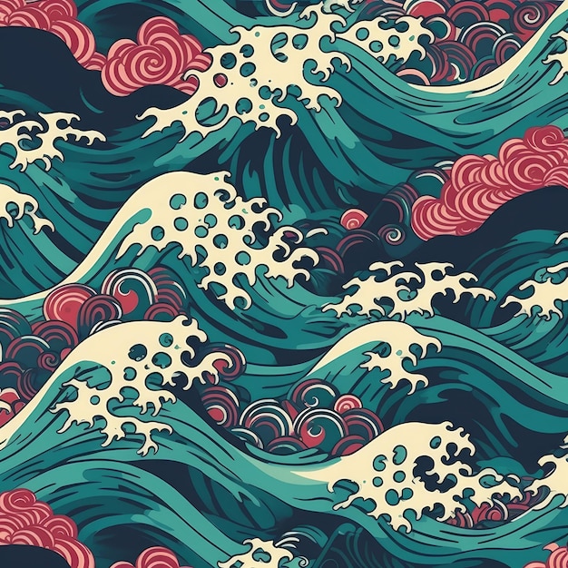 Japanese wave pattern design generative AI