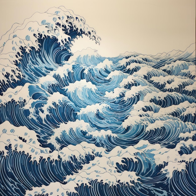 Japanese waves drawing nature pattern