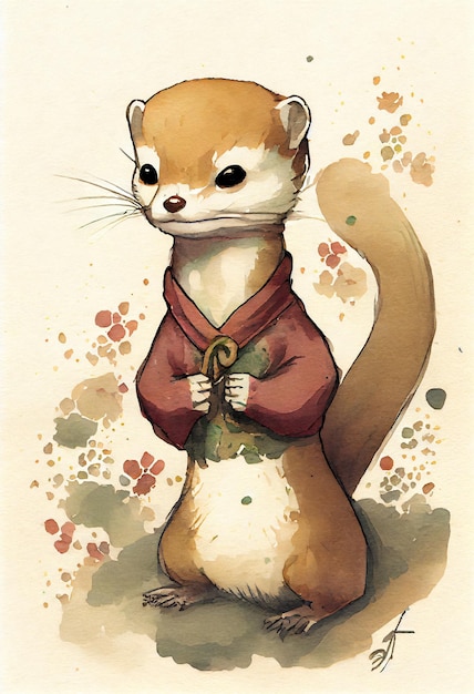 Japanese Weasel Cartoon Style