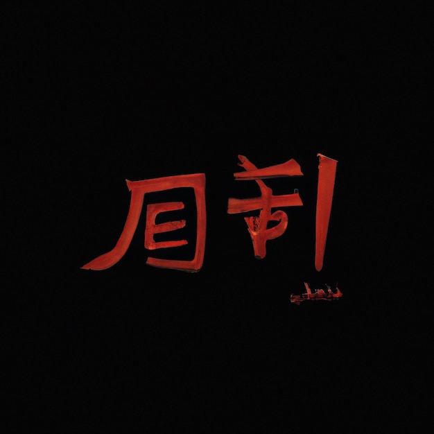 Japanese writing art style with black background