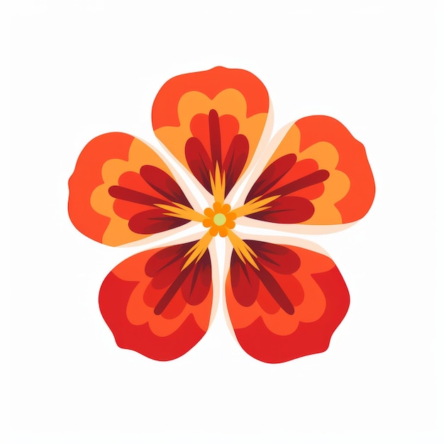 Japaneseinspired Pansy Icon With Red Flowers On White Background