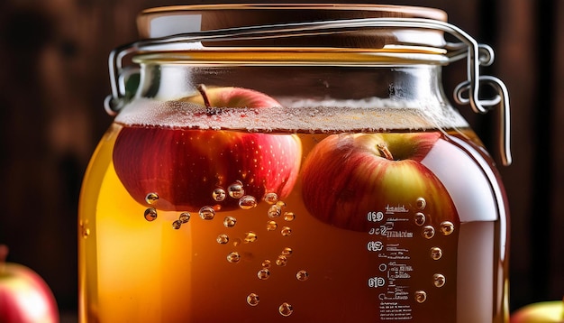 Photo jar of apple cider vinegar in early stages of fermentation