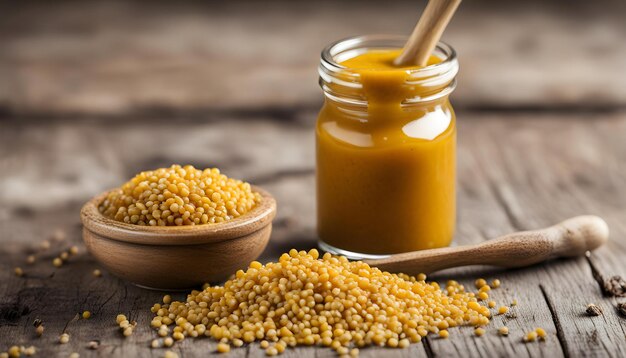 a jar of corn is next to a wooden spoon and some spoons