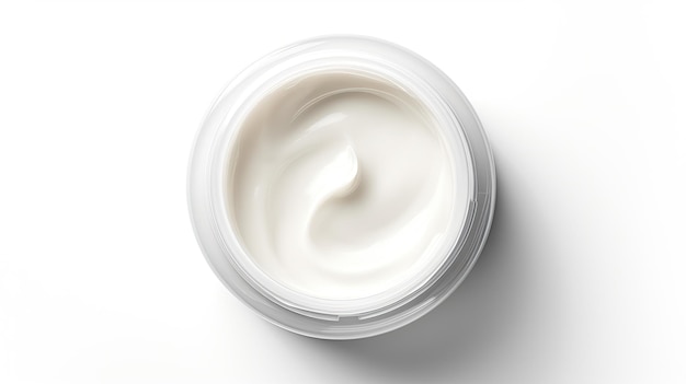 Jar of cream mockup on a white surface with copy space