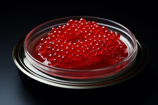 Jar filled with vibrant red caviar a luxurious delicacy