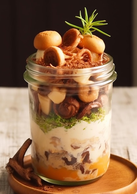 A jar of food with a spoon on the side