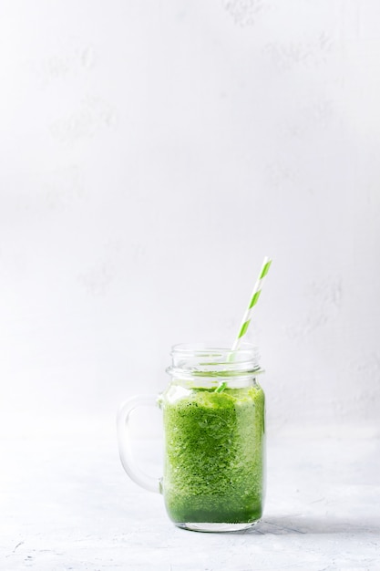 Jar of green smoothie