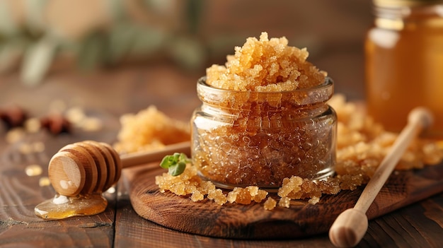 a jar of homemade brown sugar scrub