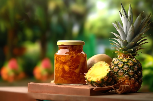 A jar of homemade pineapple chutney