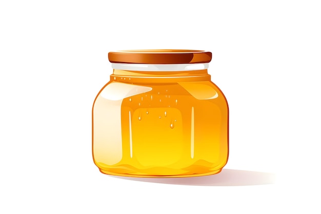 A jar of honey in a flat style on a white background Natural honey