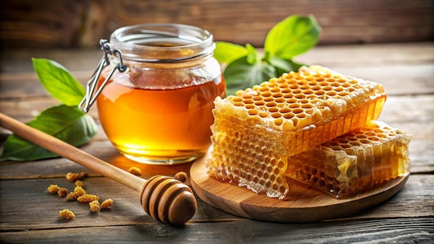 Photo a jar of honey with honey and honey