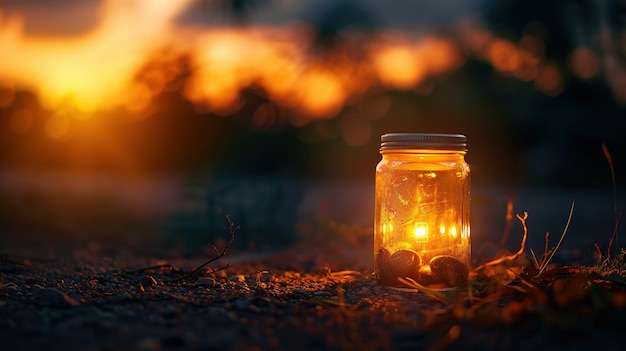 A Jar of Light at Sunset