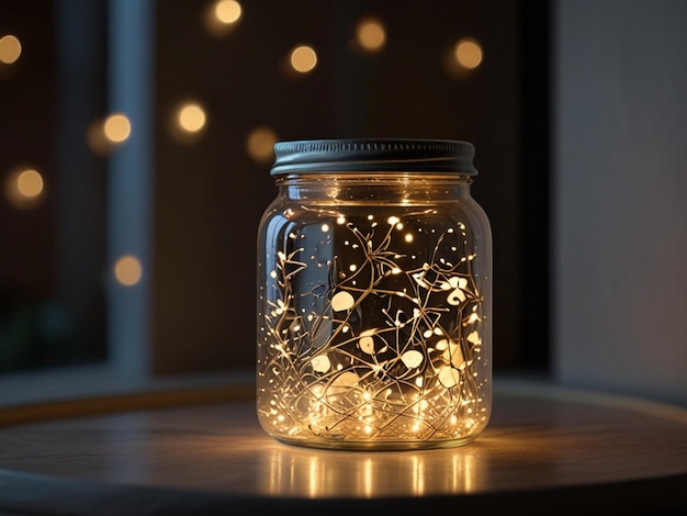 a jar of light that is on