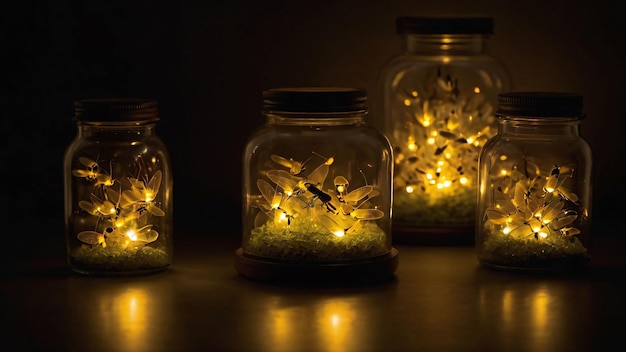 Jar Lights Emitting Warm Glow