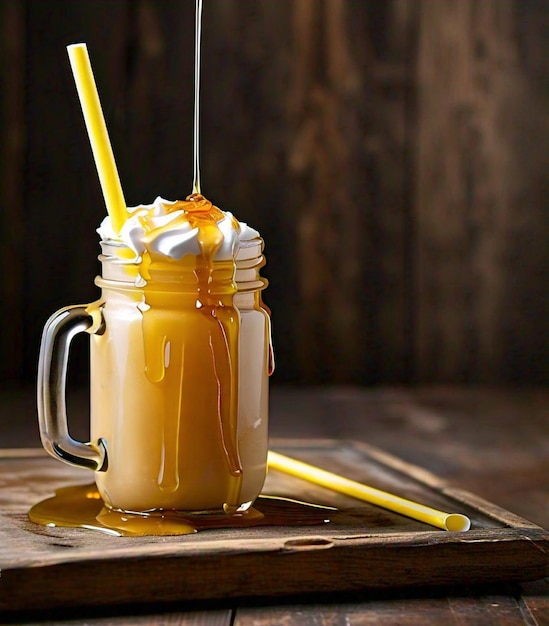 a jar of liquid with a straw and straw in it that says quot the word quot on it