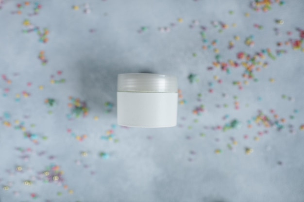 jar mockup for cream, face cream, white jar on gray background