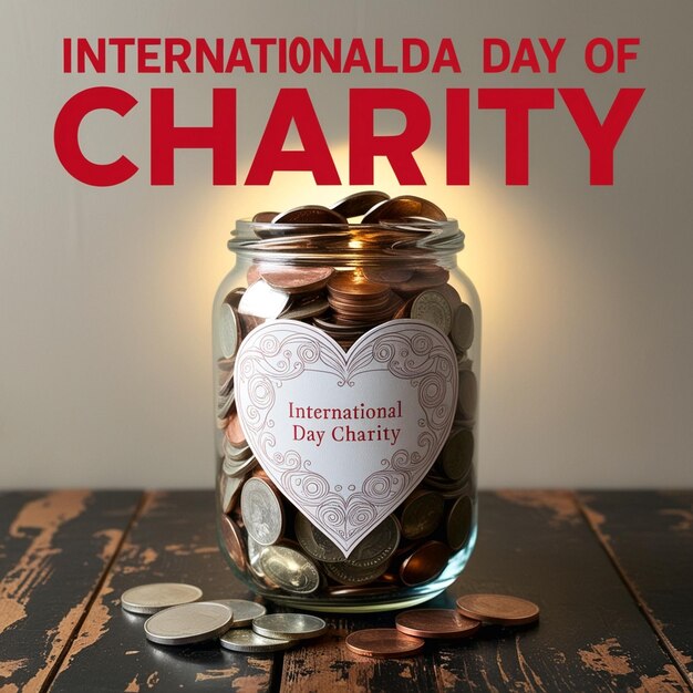 Photo a jar of money with a heart that says international day of kindness