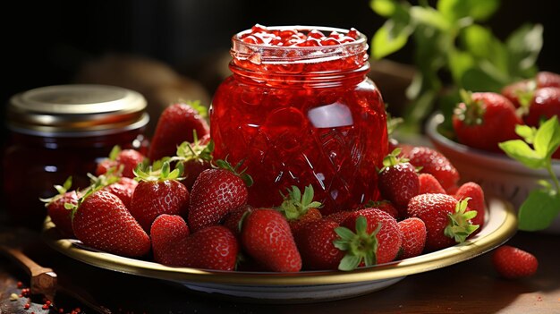 Jar of raspberry jamgenerative ai