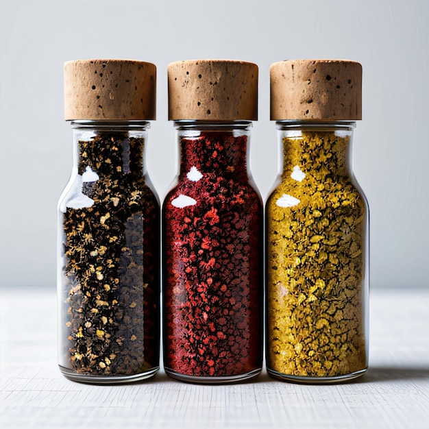 Photo jar of spices isolated on white background