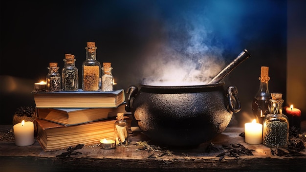 a jar of spices sits next to a book with a book on top of it