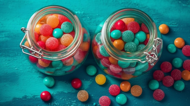 Jar staffed sweet colorful candy