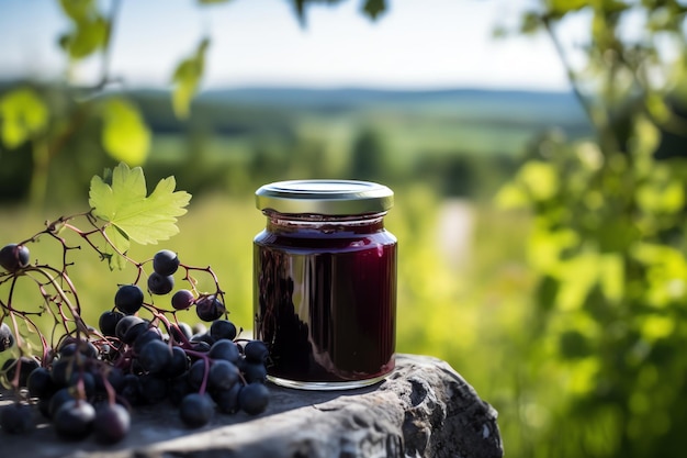 A jar of sweet and tangy blackcurrant jelly