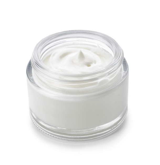 Jar with body cream isolated