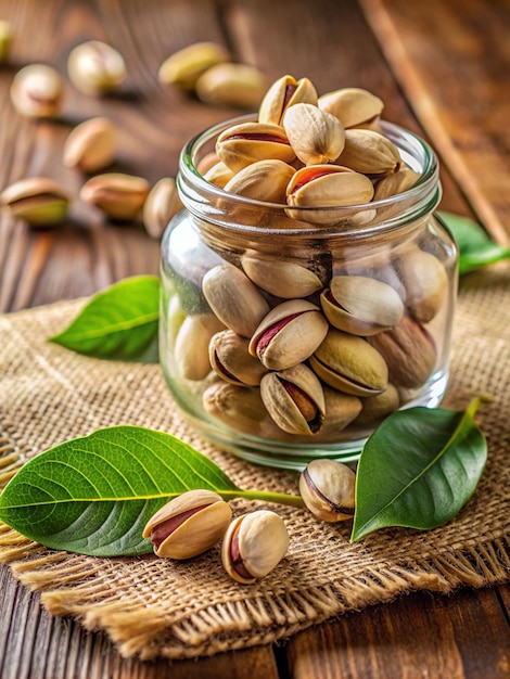 Jar with Large Pistachio Leaf in the Background