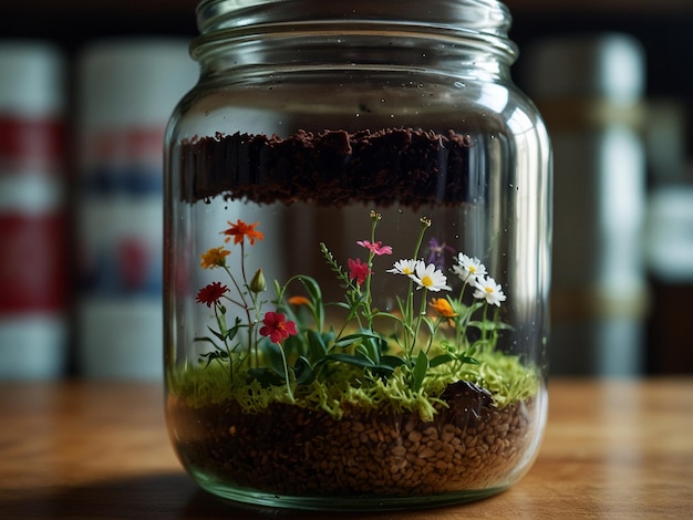 a jar with a plant in it that has the word quot wild quot on it