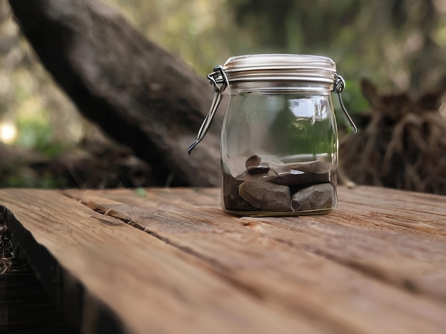 Photo a jar with rocks in it and a small glass jar with rocks in it