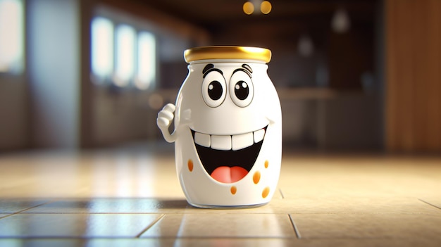 A jar with a smiling face and a smile on it.