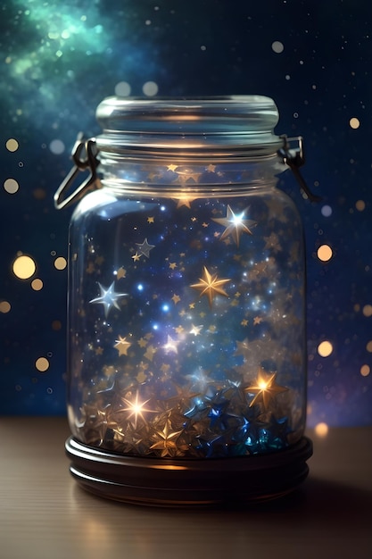 Photo a jar with stars and a jar of stars in it