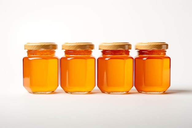 Jars with honey on a white isolated background