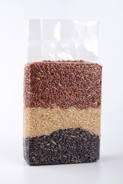 Jasmine rice Brown rice Mixed rice and Riceberry in vacuum bag