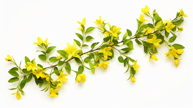 Jasminum Nudiflorum creeper plants isolated on white background