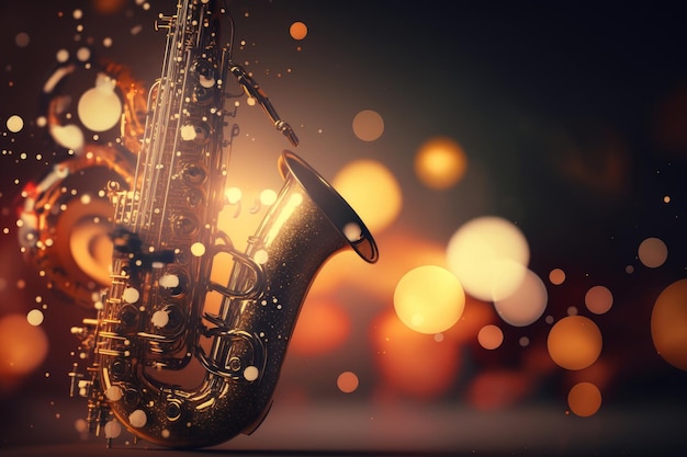 Jazz music on dark background Illustration AI Generative