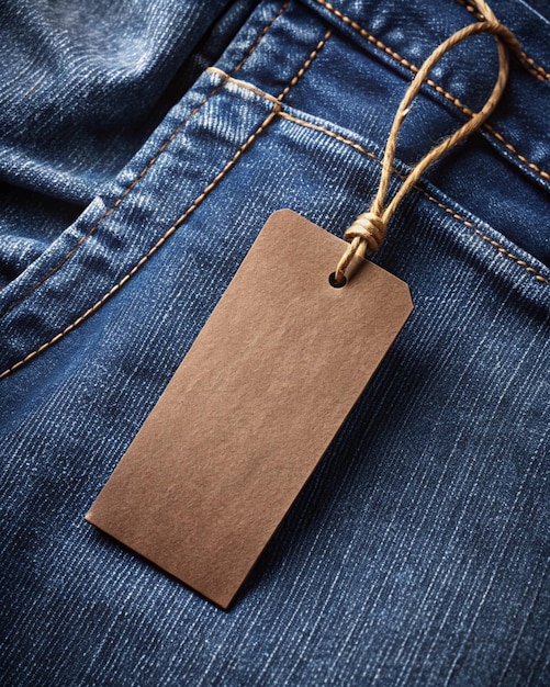 Photo jeans tag and label blank mockup