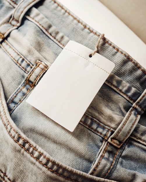 Photo jeans tag and label blank mockup