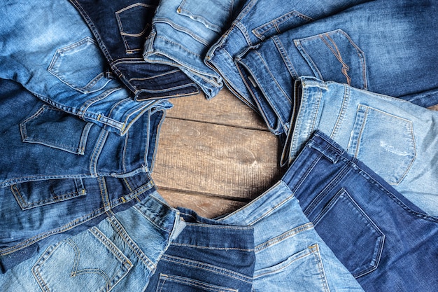 Jeans on wood