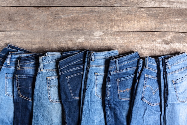 Jeans on wooden 