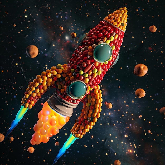 Jelly Bean Rocketship in Space