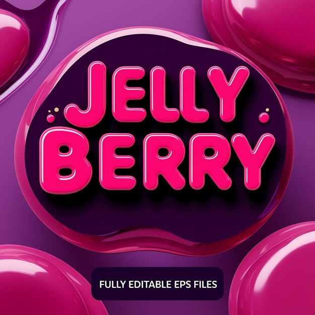 Photo jelly berry text effect with liquid drops jelly like texture jelly realistic jelly splashes