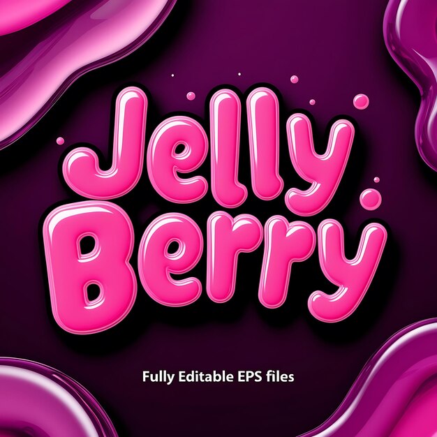 Photo jelly berry text effect with liquid drops jelly like texture jelly realistic jelly splashes