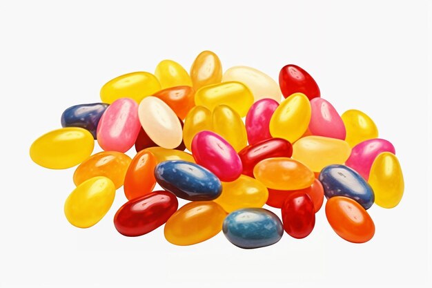 Jellybeans on white background Generative Ai