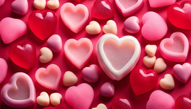 Jellyfilled Candy Hearts in Red and Pink